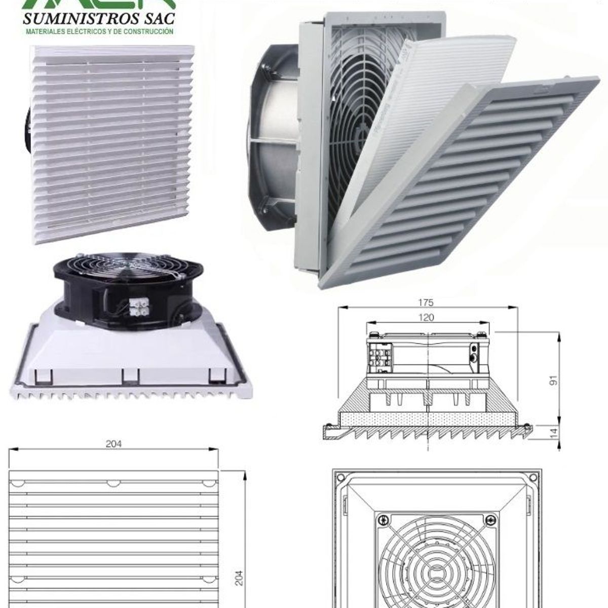 GENERICO - VENTILADOR COMPLETO PARA TABLERO ELECTRICO DE 20X20CM 230V