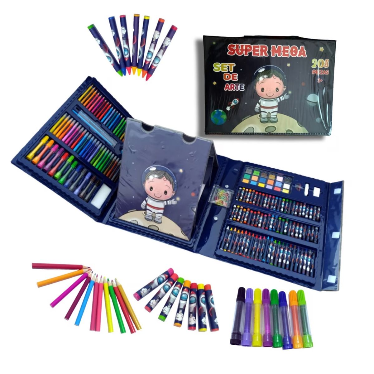 GENERICO - Mega Set de Arte y Dibujo Creativo para Niños 208 Azul