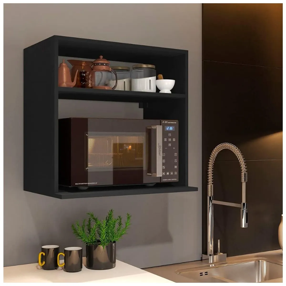 VENTITAS HOME - Estante para Cocina o Comedor Aéreo Ventitas Home Negro