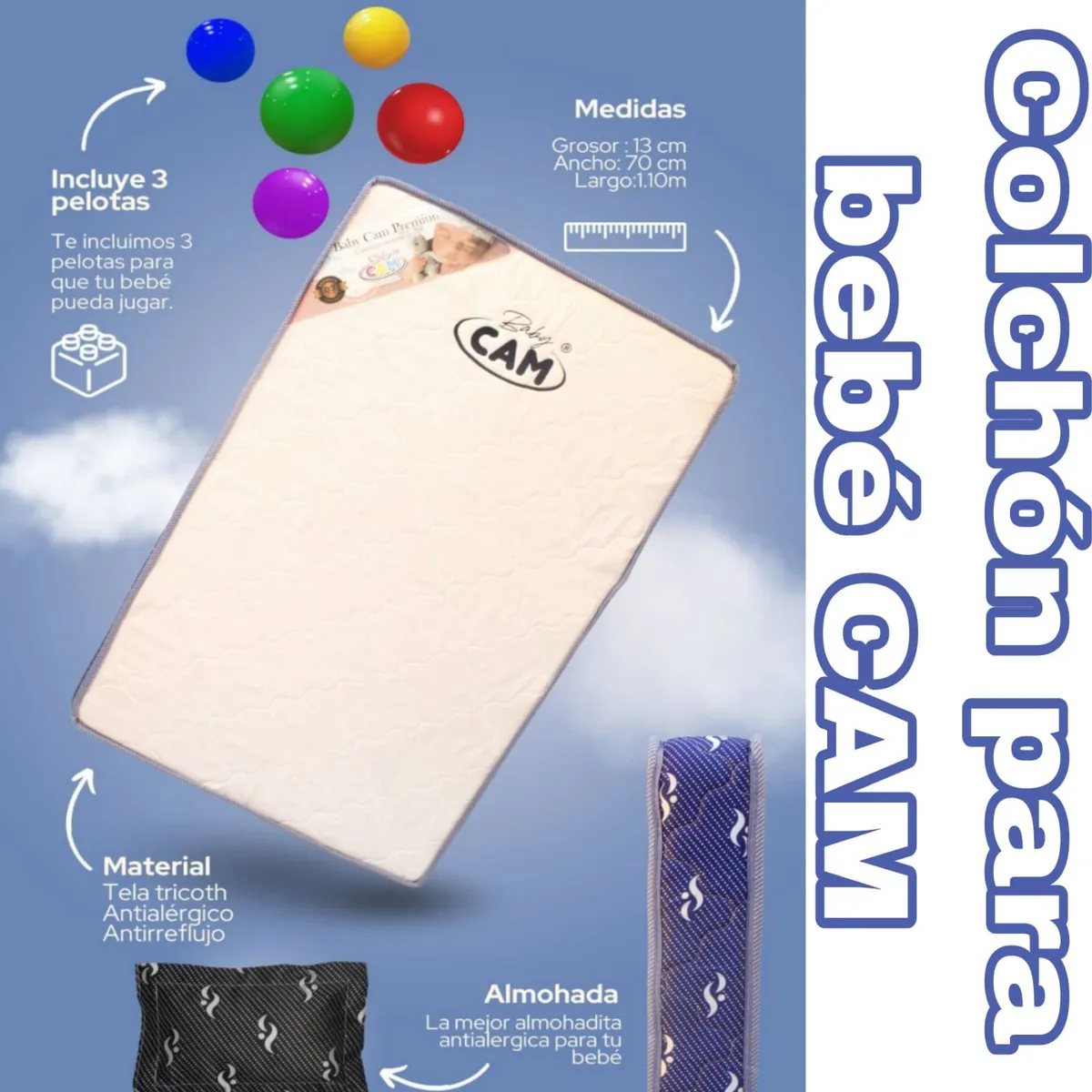 CAM - Colchón para cuna pack and play Baby CAM