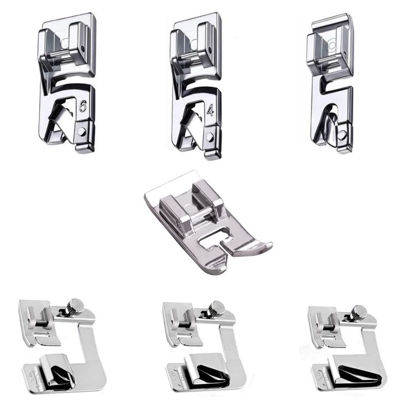 GENERICO - Kit de Prensatelas de 7 Piezas Enrolladas Dobladillo Zigzag