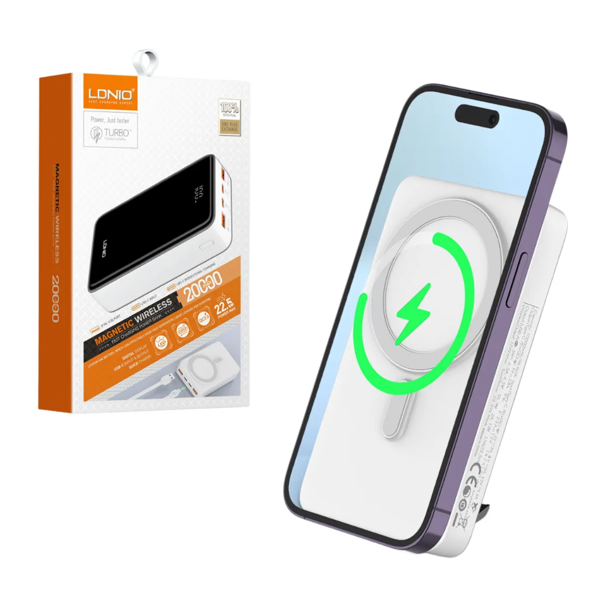LDNIO - Power Bank  20000mAH Carga Rapida Inalambrico Iphone