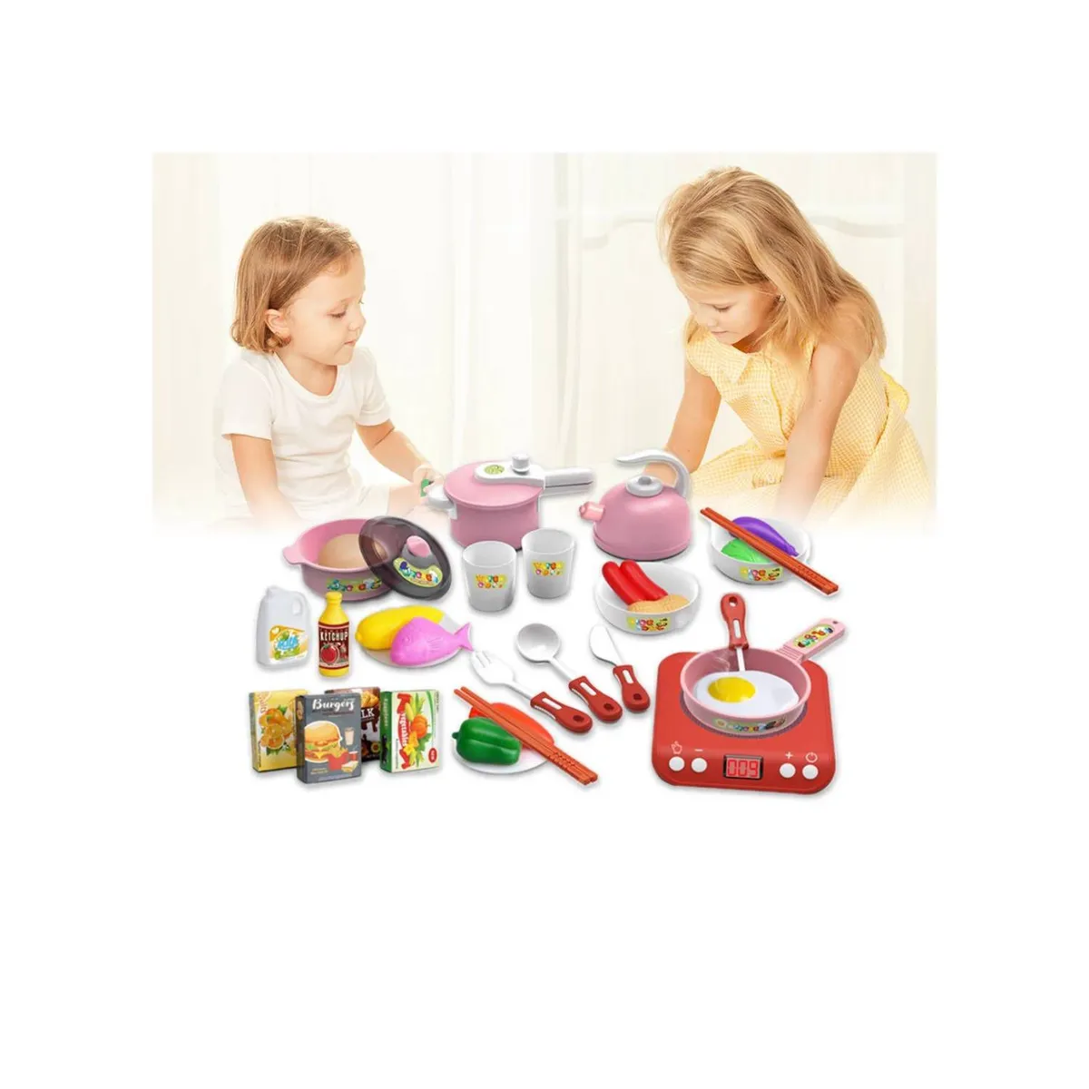 GENERICO - Set de cocina para niñas incluye pilas papel regalo