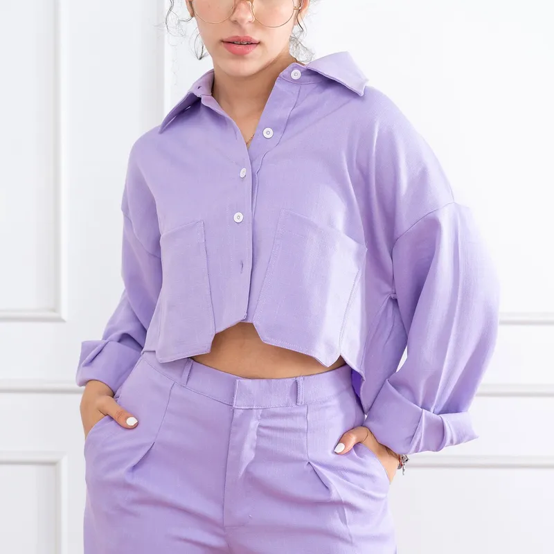 ROXJES JEANS - Blusa Manga Larga Lino Oversize Mujer Roxjes