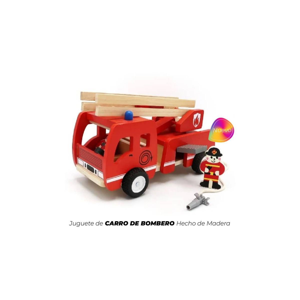 GENERICO - Juguete de Carro de Bombero Hecho de Madera