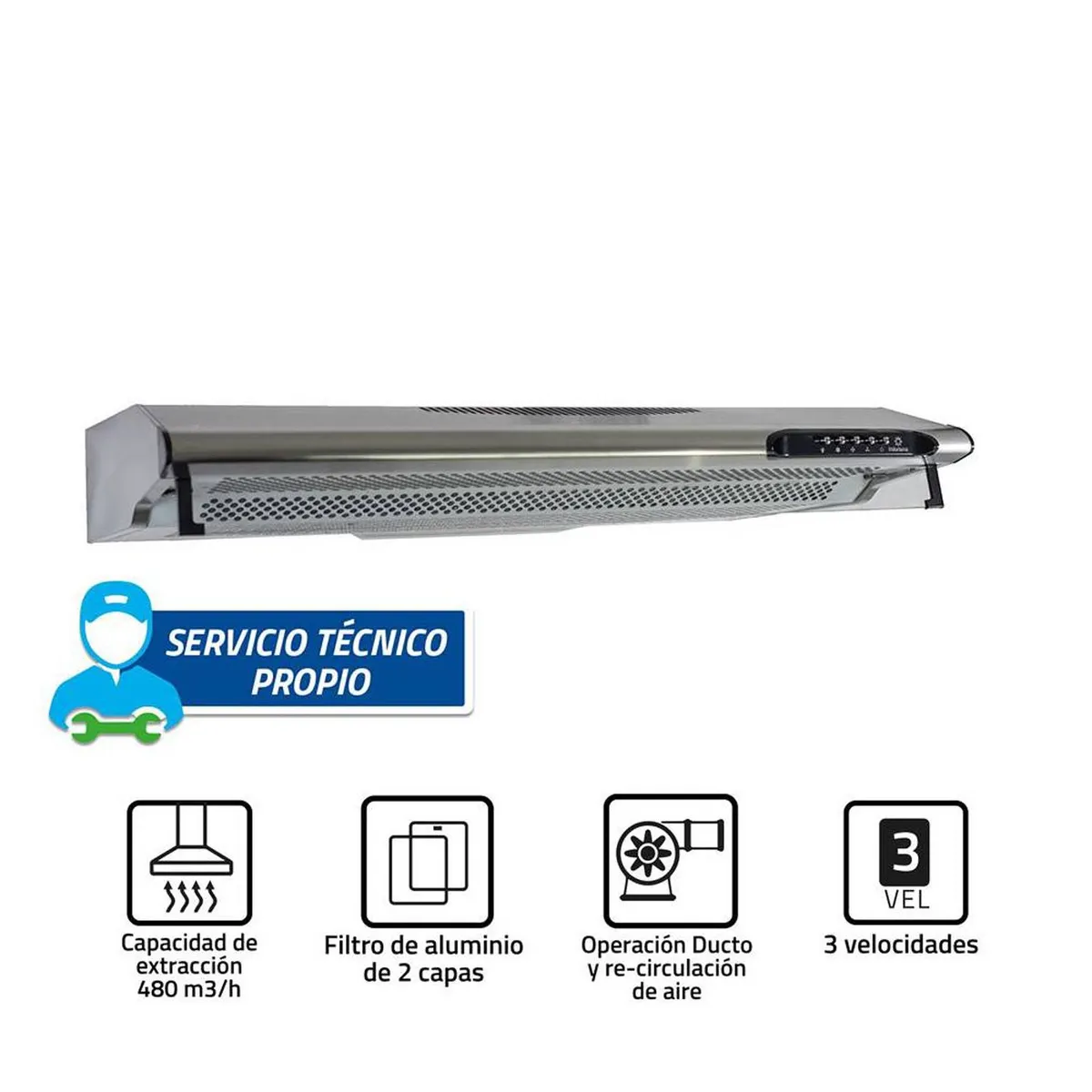 INDURAMA - Campana Extractora Indurama 3 Velocidades CEI-902CRP