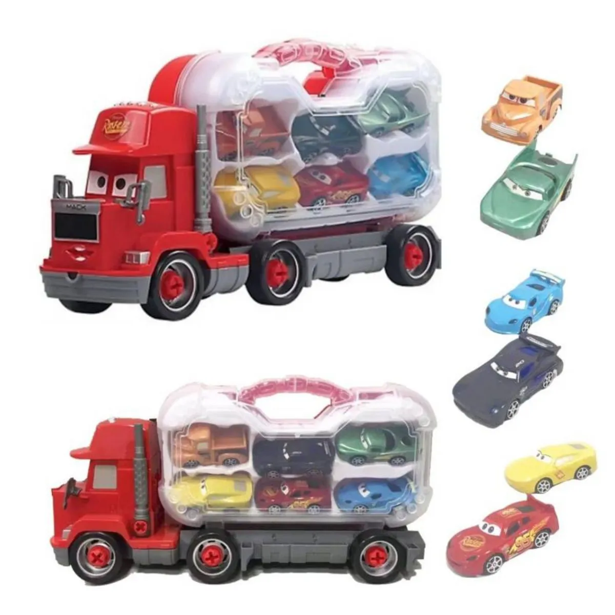 GENERICO - Cars Juguete Camión Mula Mack + 6 Carros Desarm