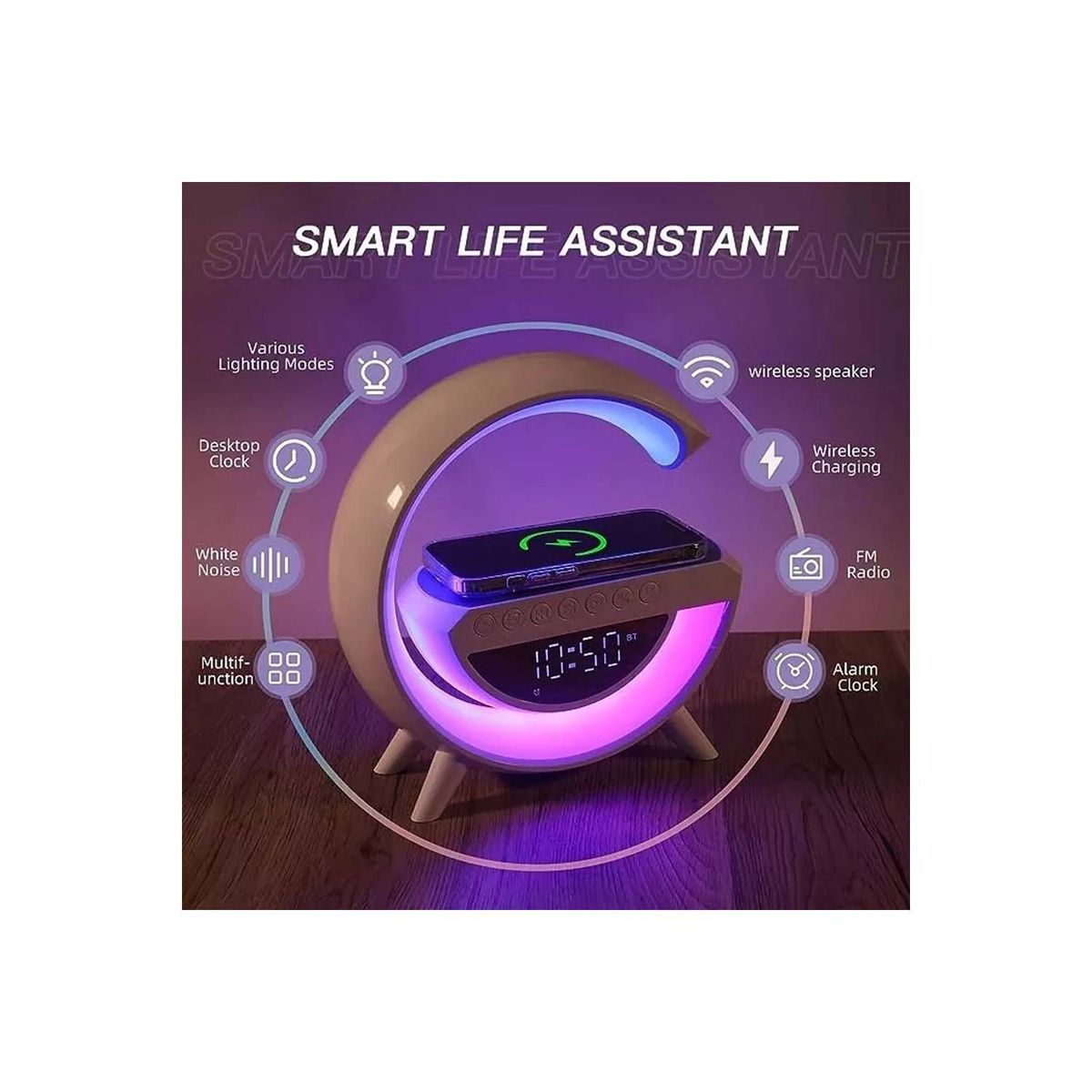 GENERICO - Parlante G Lámpara Con Cargador Inalámbrico Para Celulares