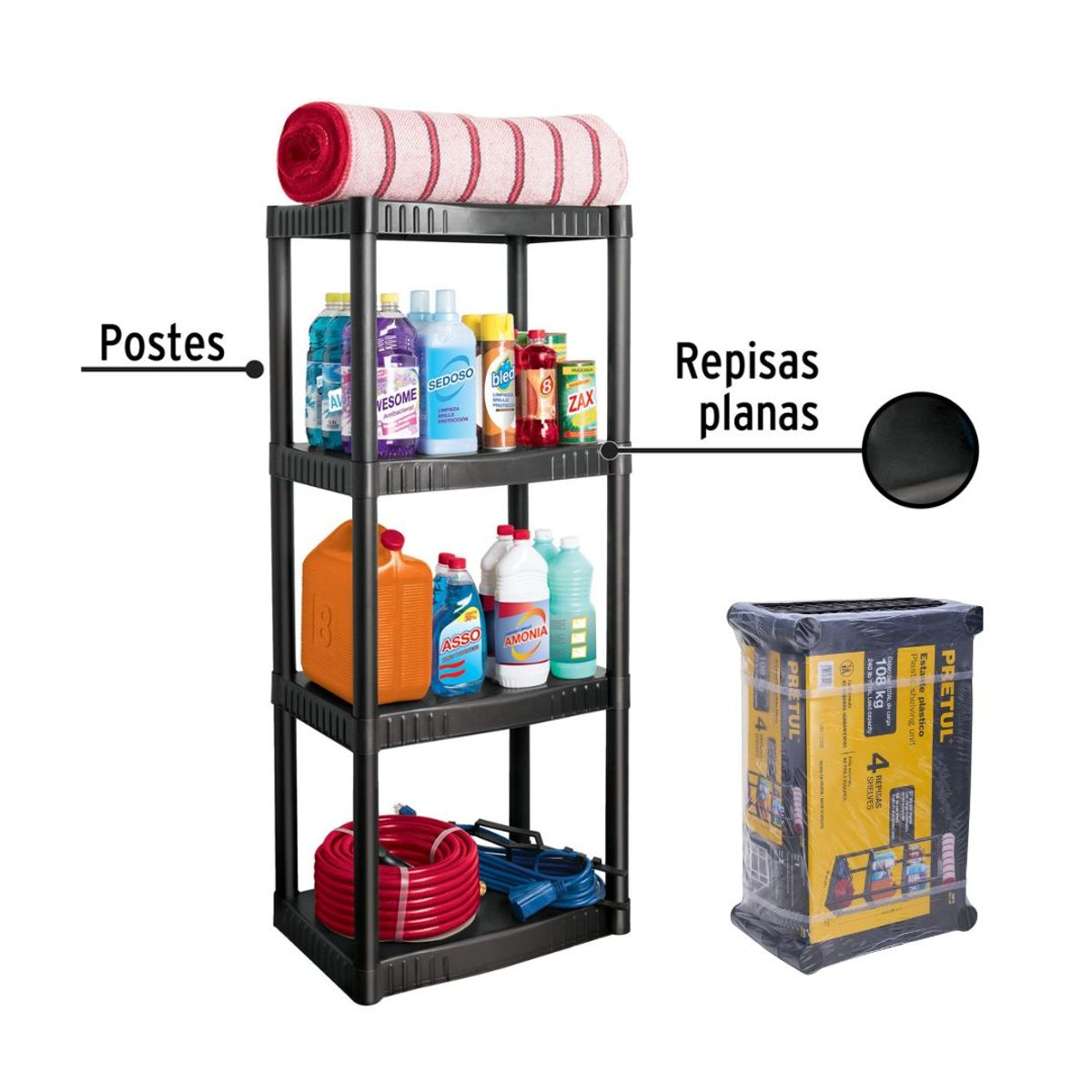 PRETUL - Estante Plástico, estante Organizador x2 piezas, Pretul 108kg 25075