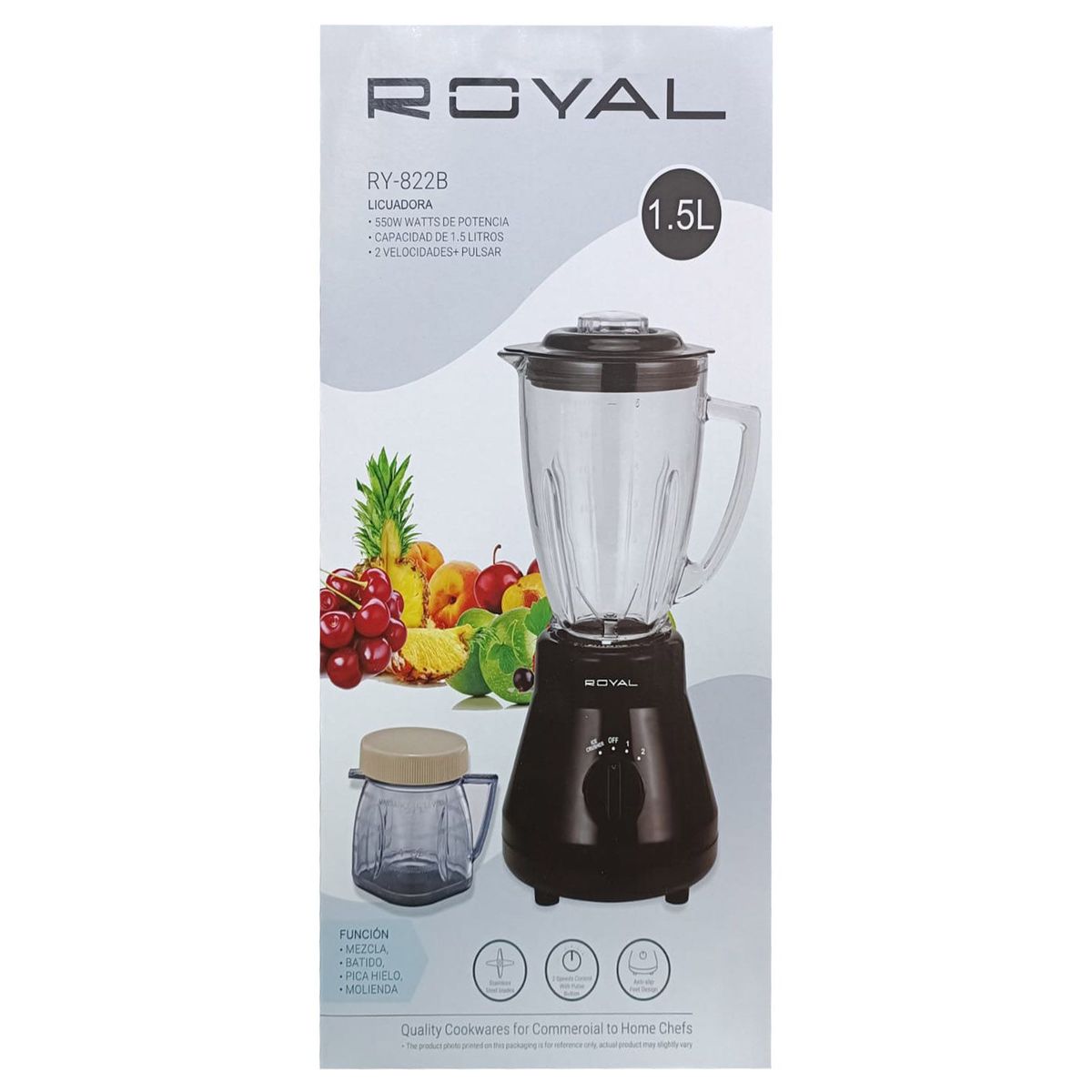 ROYAL - LICUADORA Y PICATODO DE 1.5 LITROS ROYAL RY-822B 2 VELOCIDADES - NEGRO