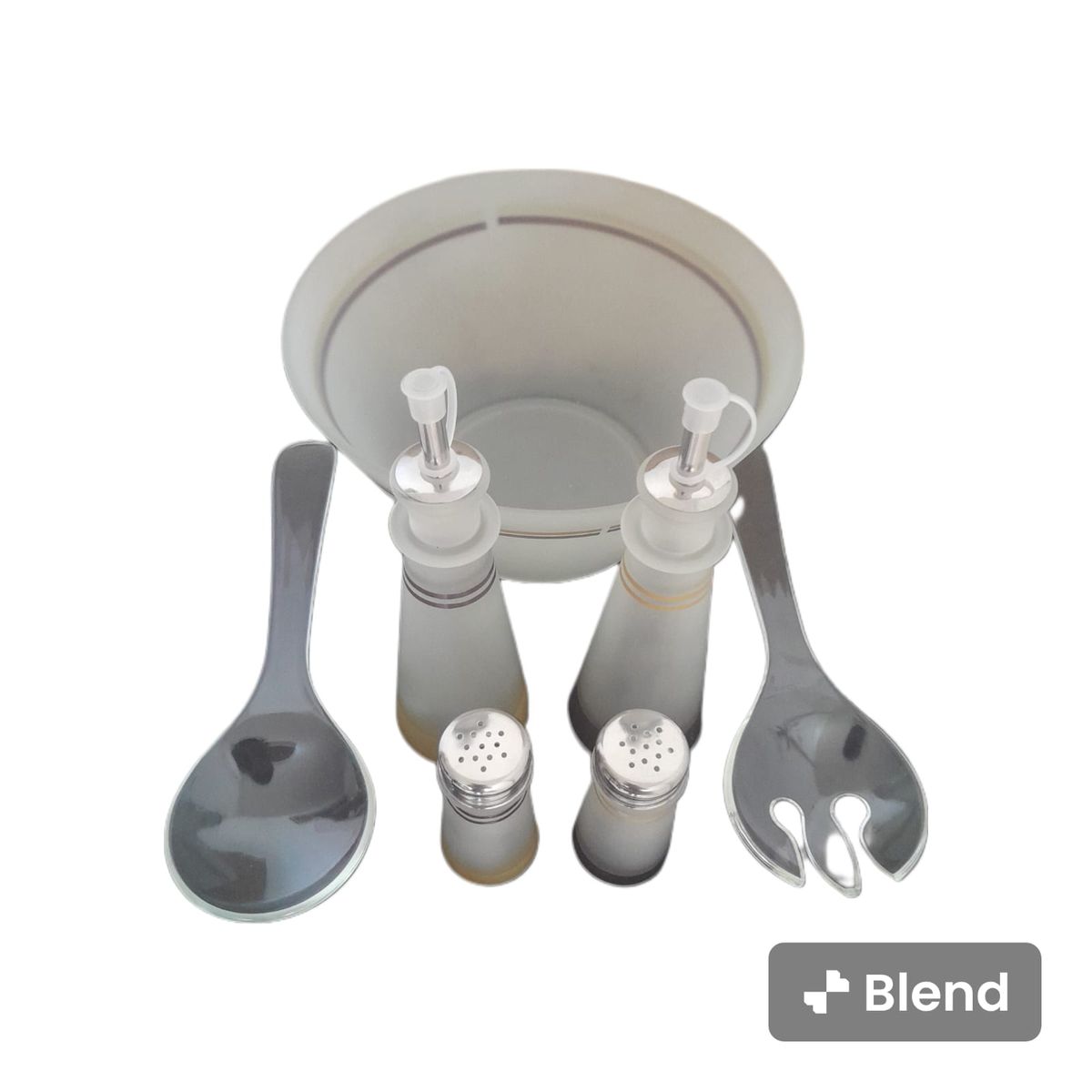 GENERICO - Set de Ensaladas vidrio arenado, 7 piezas