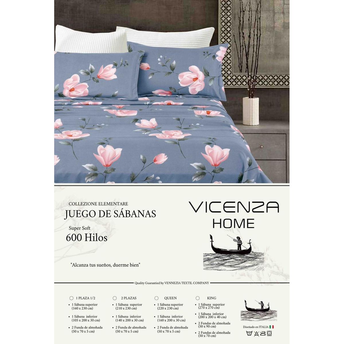 VENECIA - Set de SABANAS + Fundas - EUROPEO 2 Pz 100% Calidad