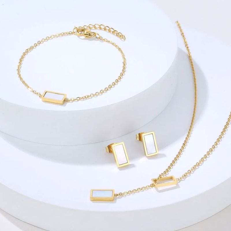 GENERICO - Set de  collar, pulsera  y aretes nacar acero