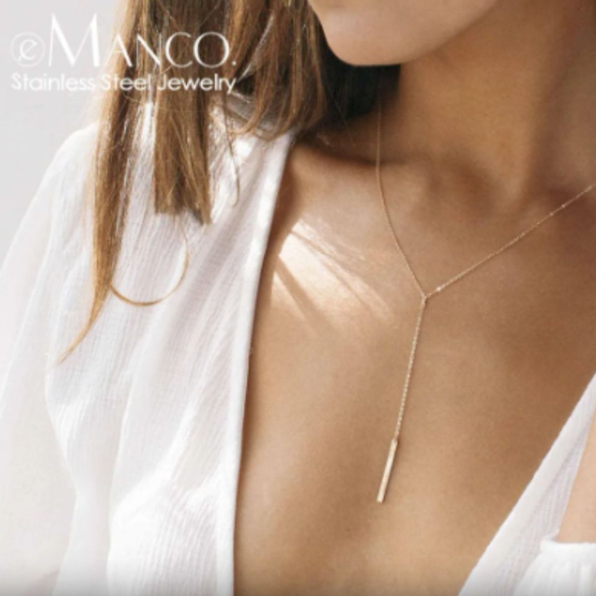 GENERICO - collar de acero un caida  colgante color dorado