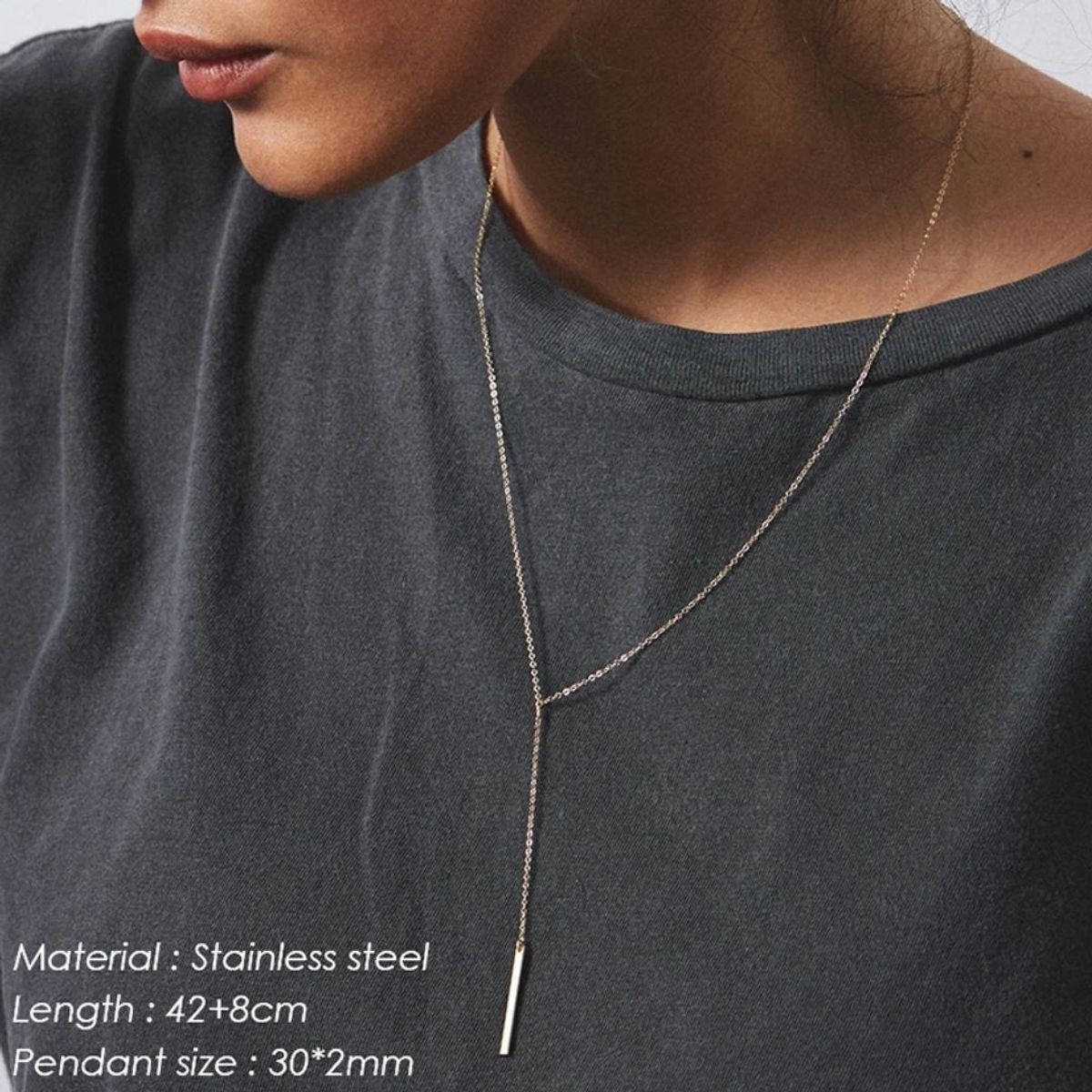 GENERICO - collar de acero un caida  colgante color dorado