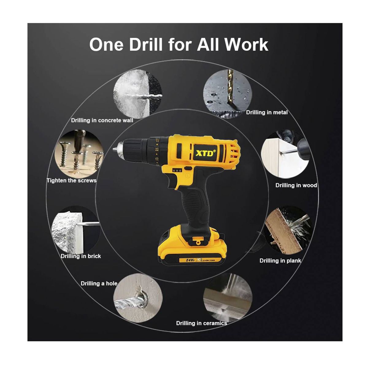 GENERICO - Kit Taladro Percutor Con  Destornillador XTD