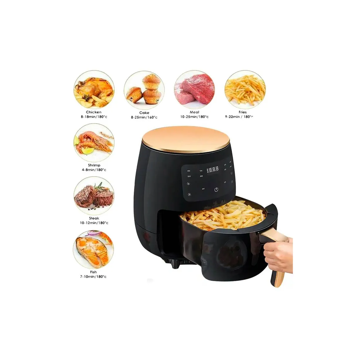 GENERICO - Freidora Aire Airfryer Digital 6 Litros Sin Aceite 2400W Extra Grande