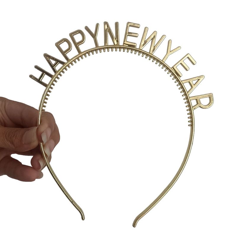 GENERICO - Vincha fiesta año nuevo happy new year dorada