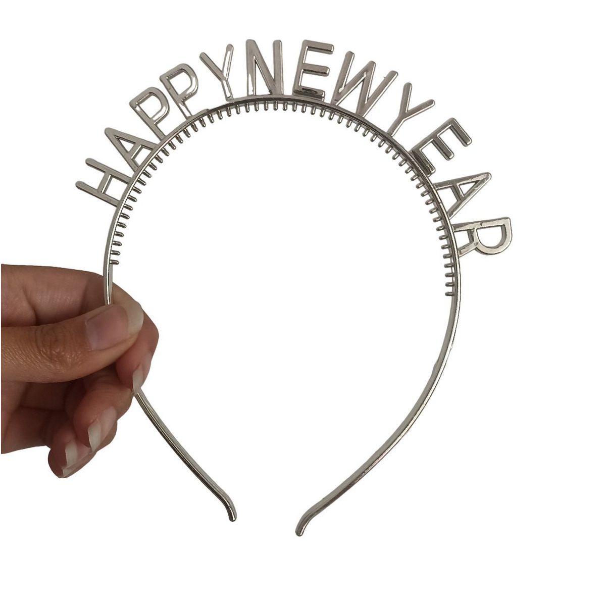 GENERICO - Vincha fiesta año nuevo happy new year plateada