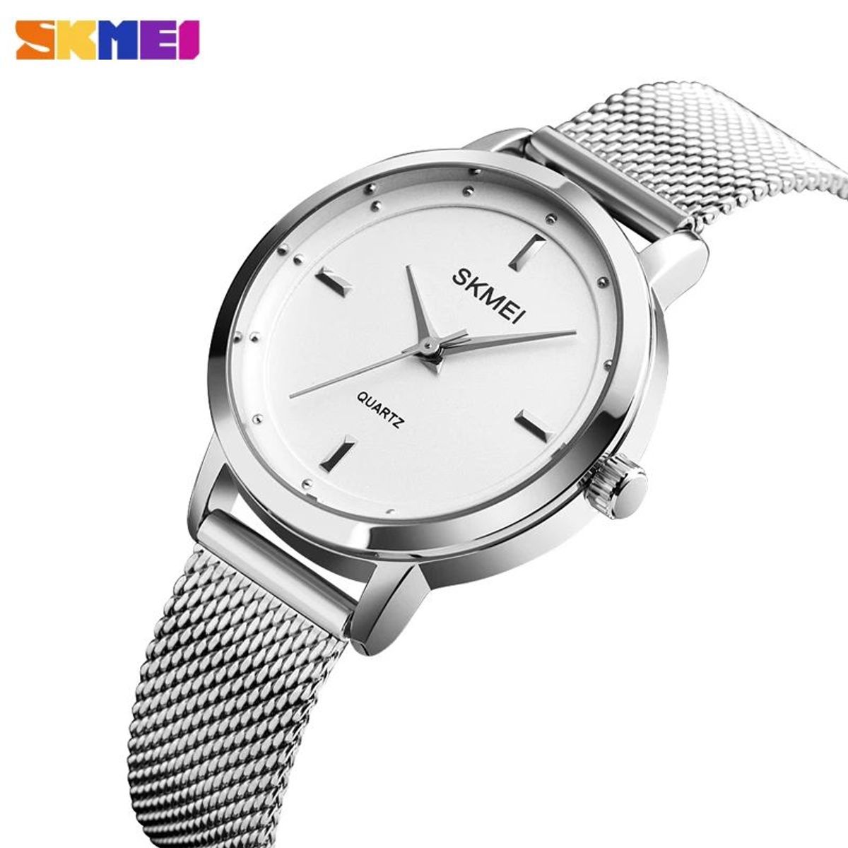 SKMEI - RELOJ SKMEI 1528 PLATEADO CORREA ACERO PARA MUJER