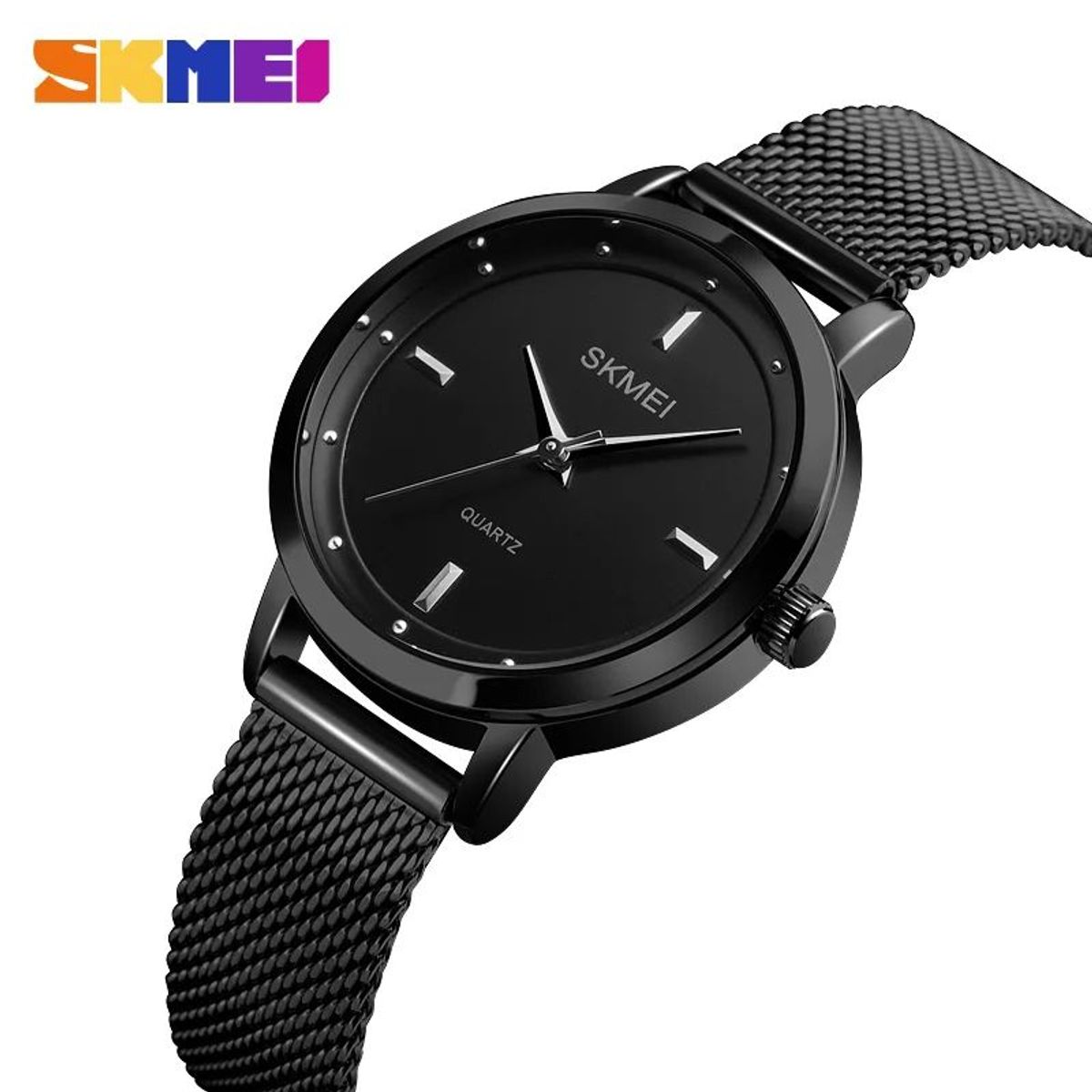 SKMEI - RELOJ SKMEI 1528 NEGRO CORREA ACERO PARA MUJER_.