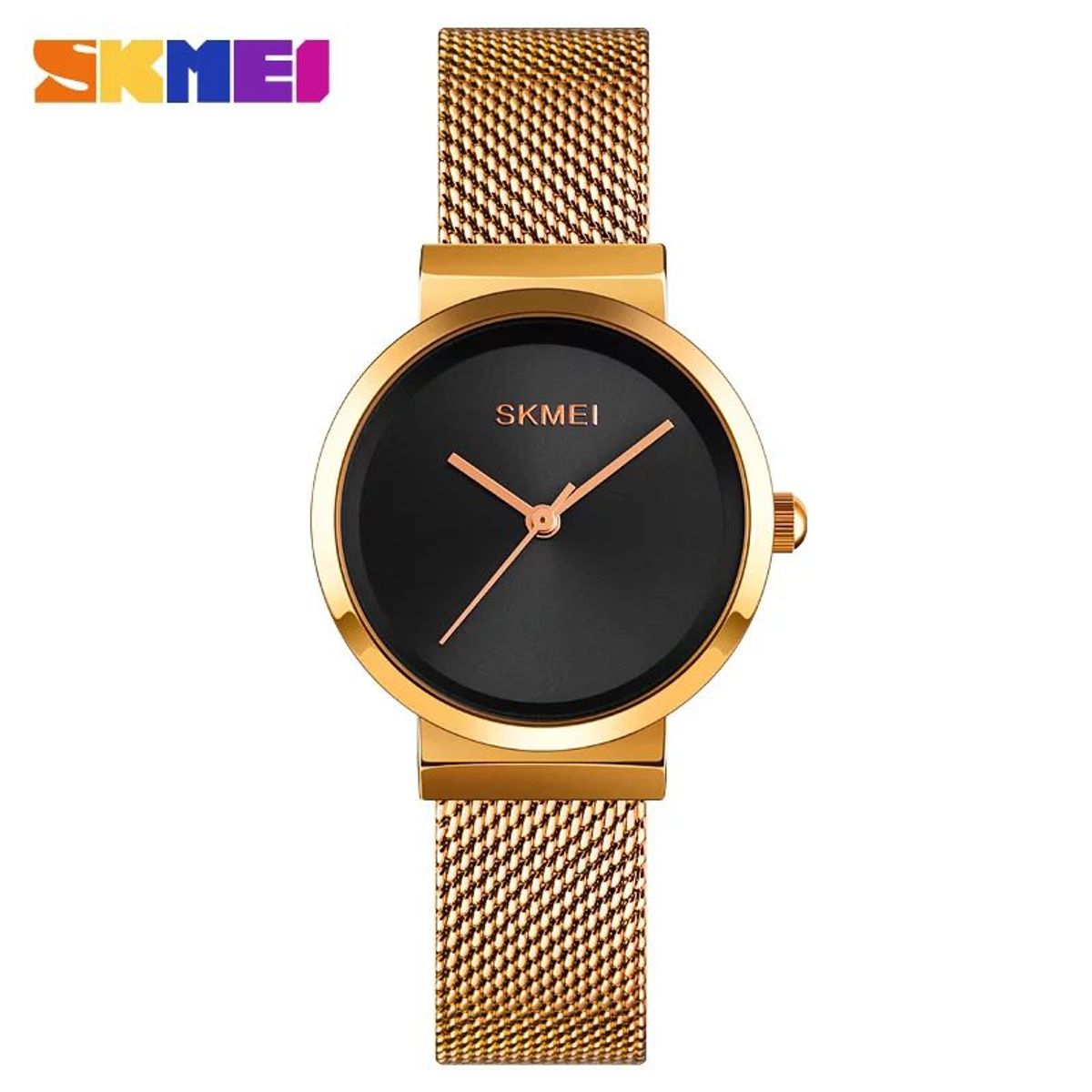 SKMEI - RELOJ SKMEI 1595 DORADO CORREA ACERO PARA MUJER_.