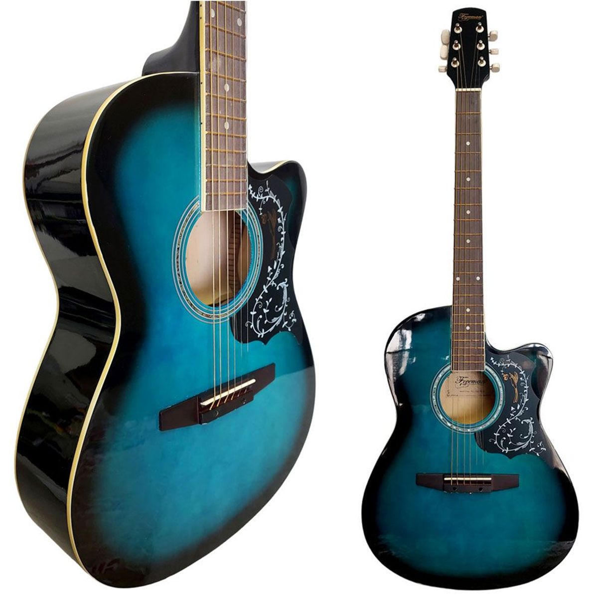 FREEMAN - Freeman - Guitarra Acústica con Cuerdas de Metal - Azul.