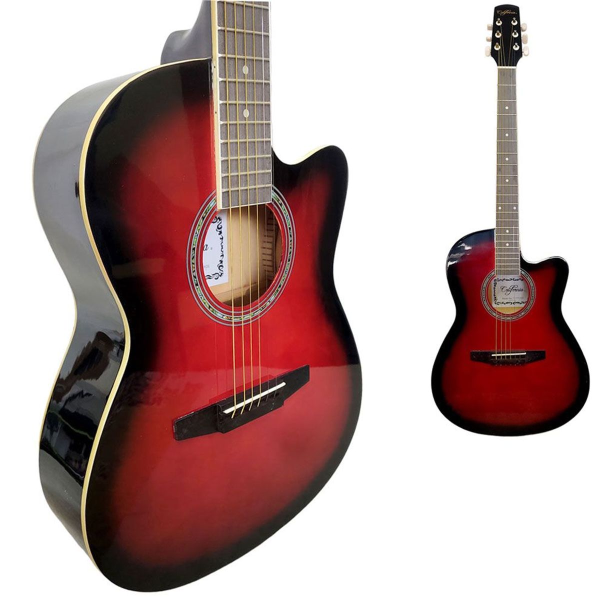 CALIFORNIA - California - Guitarra Acústica con Alma  Accesorios - Rojo.