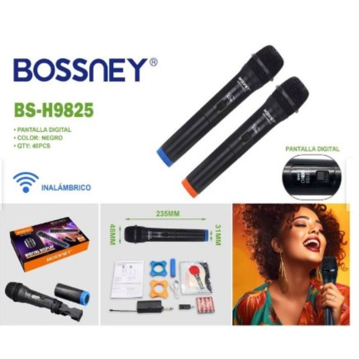 GENERICO - KIT DE 2 MICRÓFONOS BOSSNEY BS-H9824