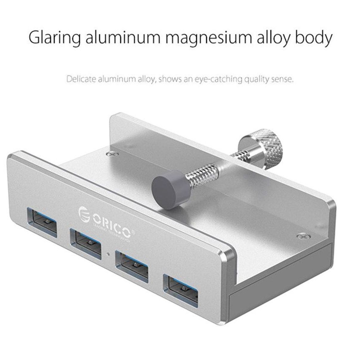 ORICO - Cable Adaptador hub 2 in 1 + clip 4 usb 3.0 5gbs Aluminium Shell