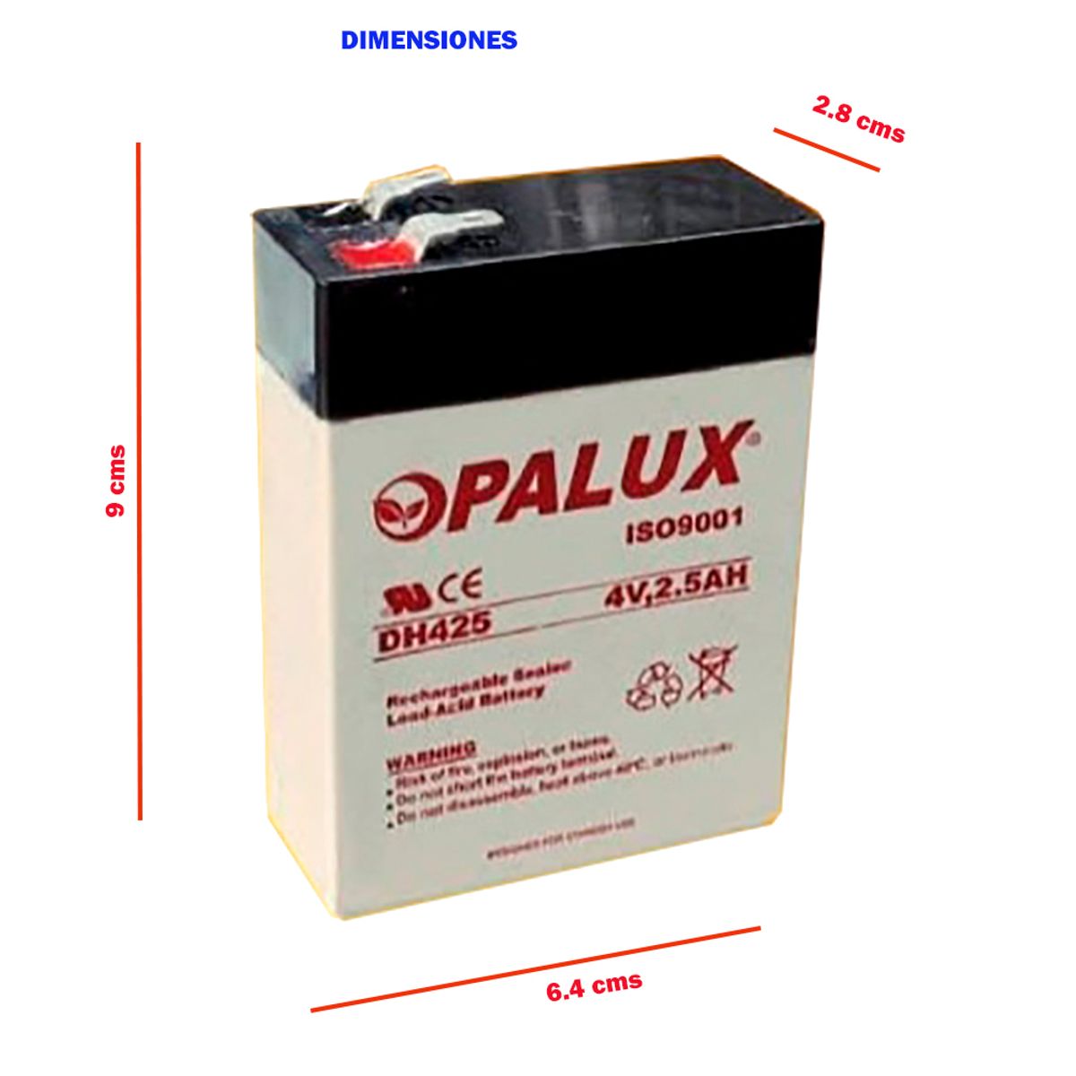 OPALUX - Batería Seca  RECARGABLE 4V 2,5AH  OPALUX DH-425D