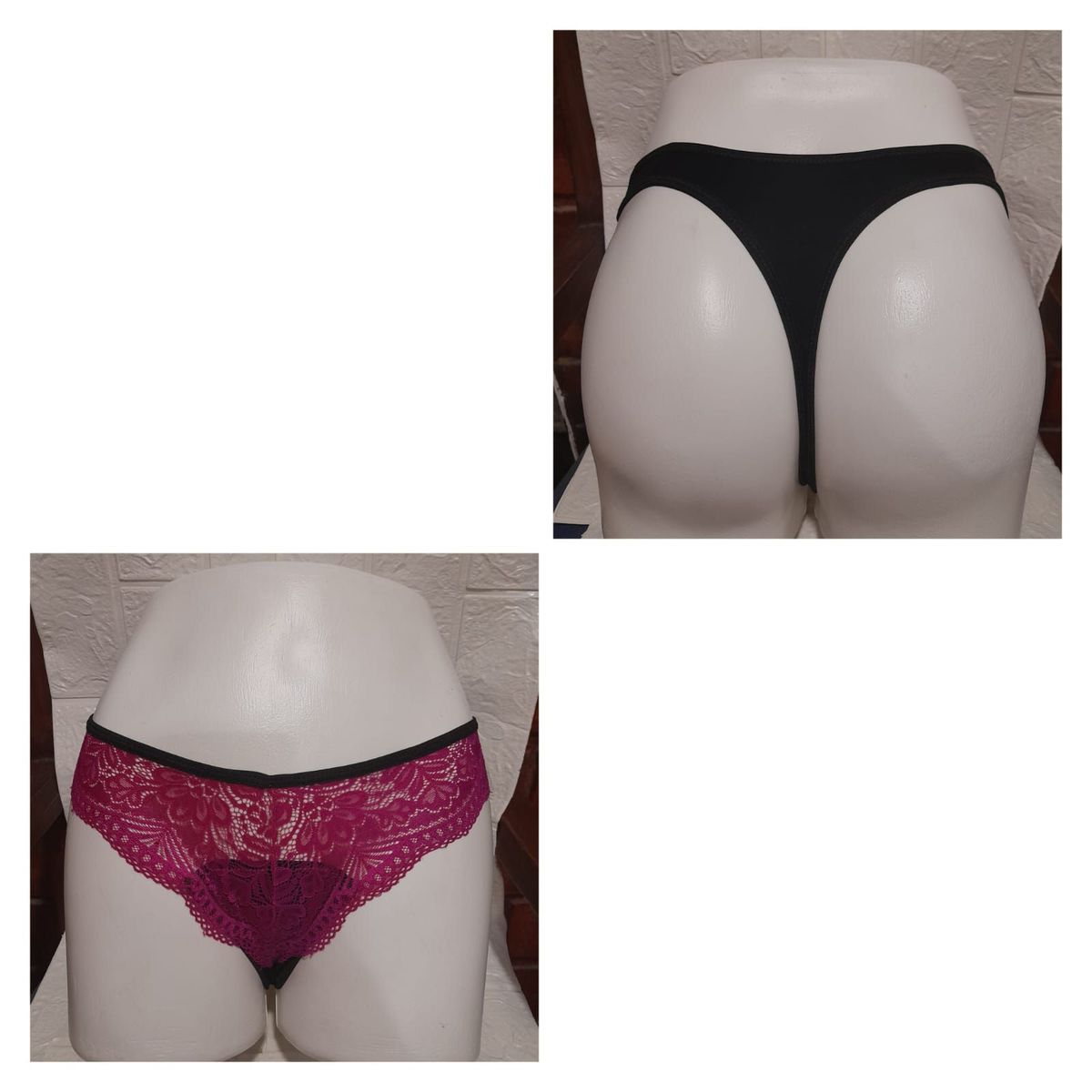 GENERICO - PANTY SEMI HILO SEXY DE ENCAJE Y ALGODON S-M