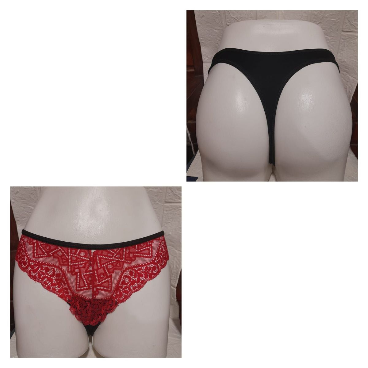 GENERICO - PANTY SEMI HILO SEXY DE ENCAJE Y ALGODON S-M