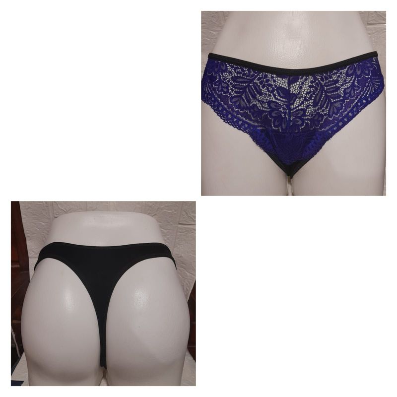 GENERICO - PANTY SEMI HILO SEXY DE ENCAJE Y ALGODON S-M