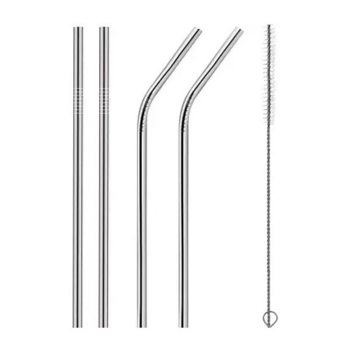 GENERICO - Pack 5 Pajitas Sorbetes Reutilizable Ecológicas Cepillo Limpieza