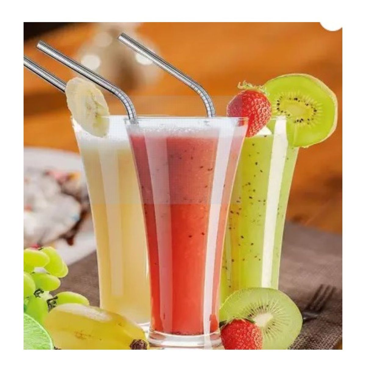 GENERICO - Pack 5 Pajitas Sorbetes Reutilizable Ecológicas Cepillo Limpieza