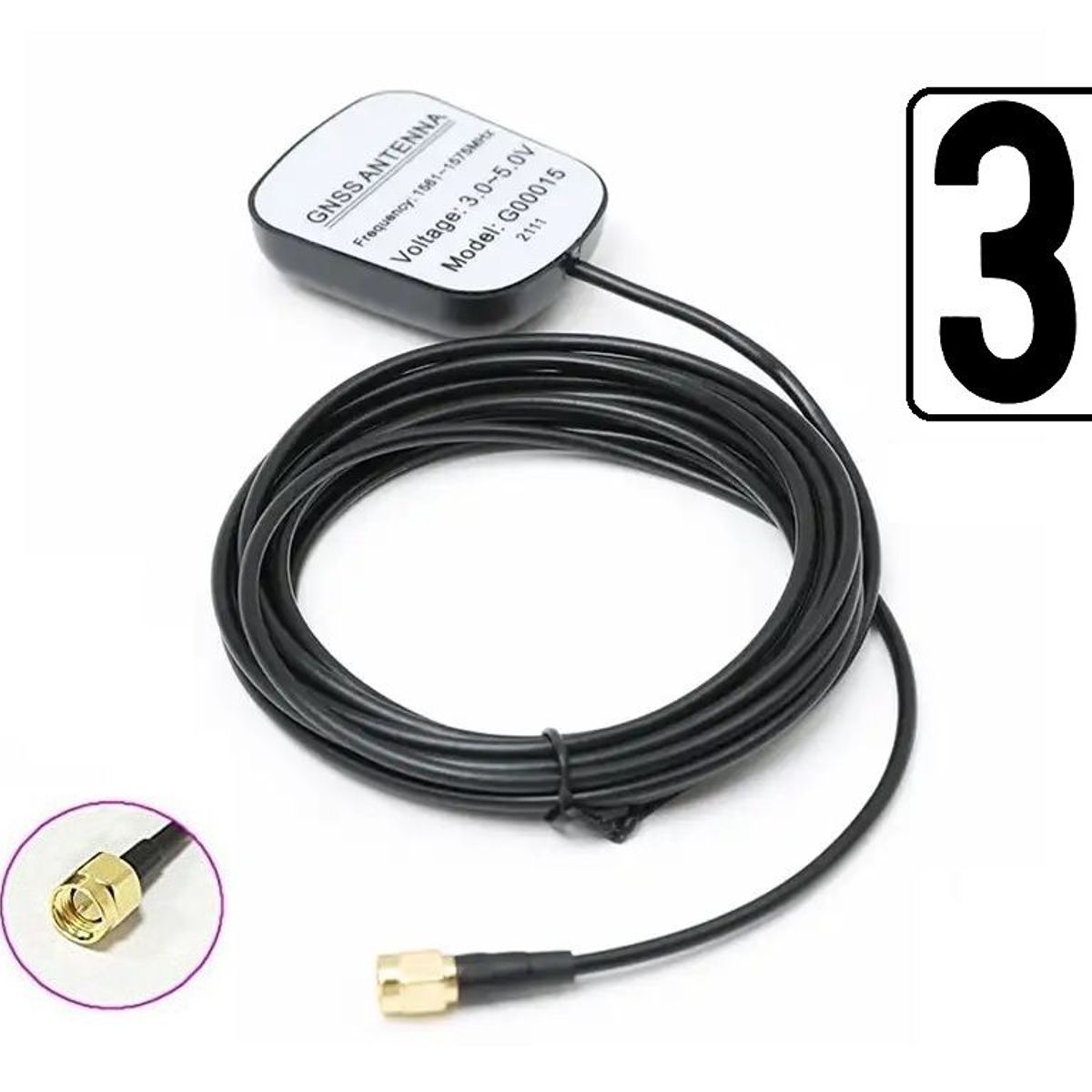 GENERICO - Antena Gps Satelital Conector Sma Macho Imantada 3-5v Mdvr
