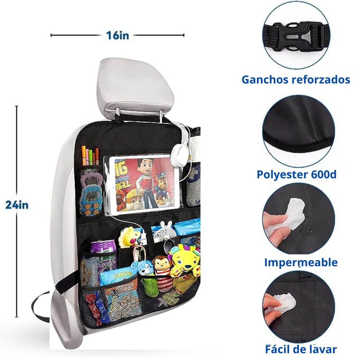CARJOLLITY - Organizador de asiento tablet iPad auto camioneta