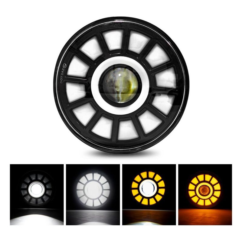 GENERICO - Faro 7 Pulg Universal Luz Alta y Baja - Aureola Dual LUXLED