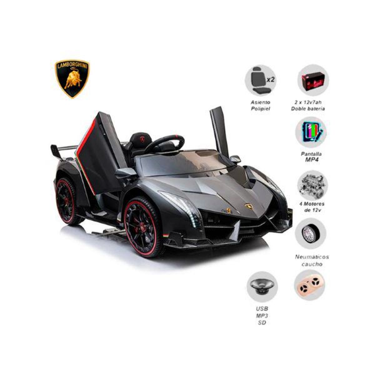 LAMBORGHINI - Carro a Batería Lamborghini Licenciado para Bebés «POISON» Gray