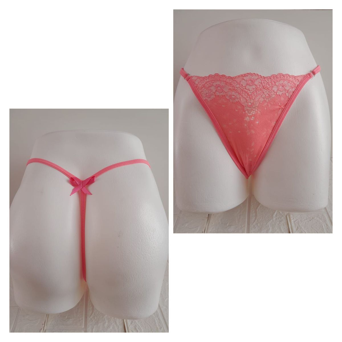 GENERICO - PANTY SEMI HILO SEXY DE ENCAJE Y ALGODON TALLA UNICA AJUSTABLE