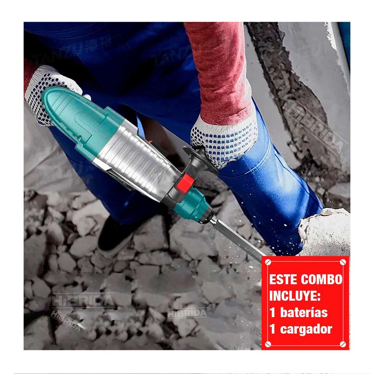 TOTAL TOOLS - TALADRO ROTOMARTILLO PERCUTOR 20V TOTAL ADAPTADOR CONCRETO