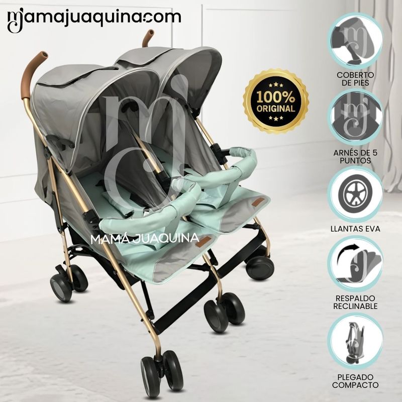EBABY - Coche Cuna Bastón Mellicero «EBABY GOLD» Green