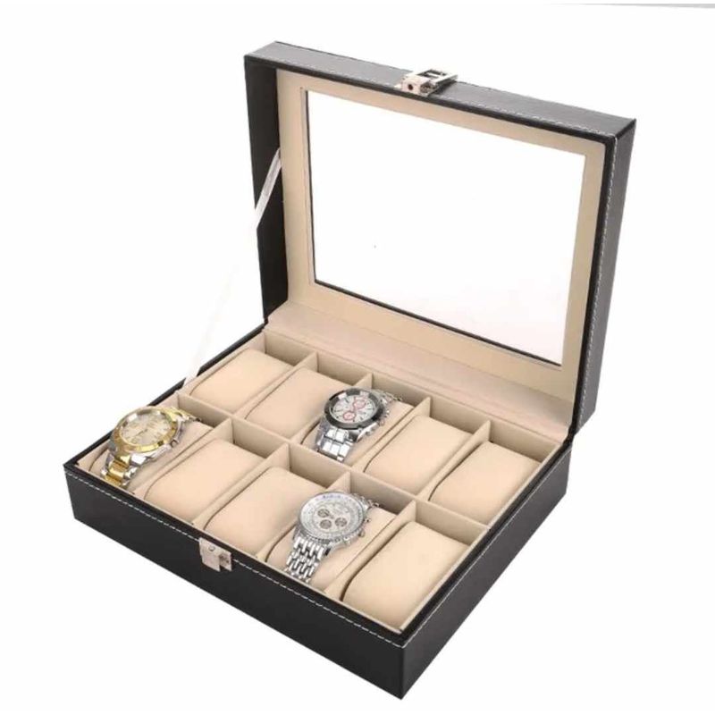 GENERICO - Caja de Relojes X10 Unidades Organizador de Reloj Joyero de Cuero