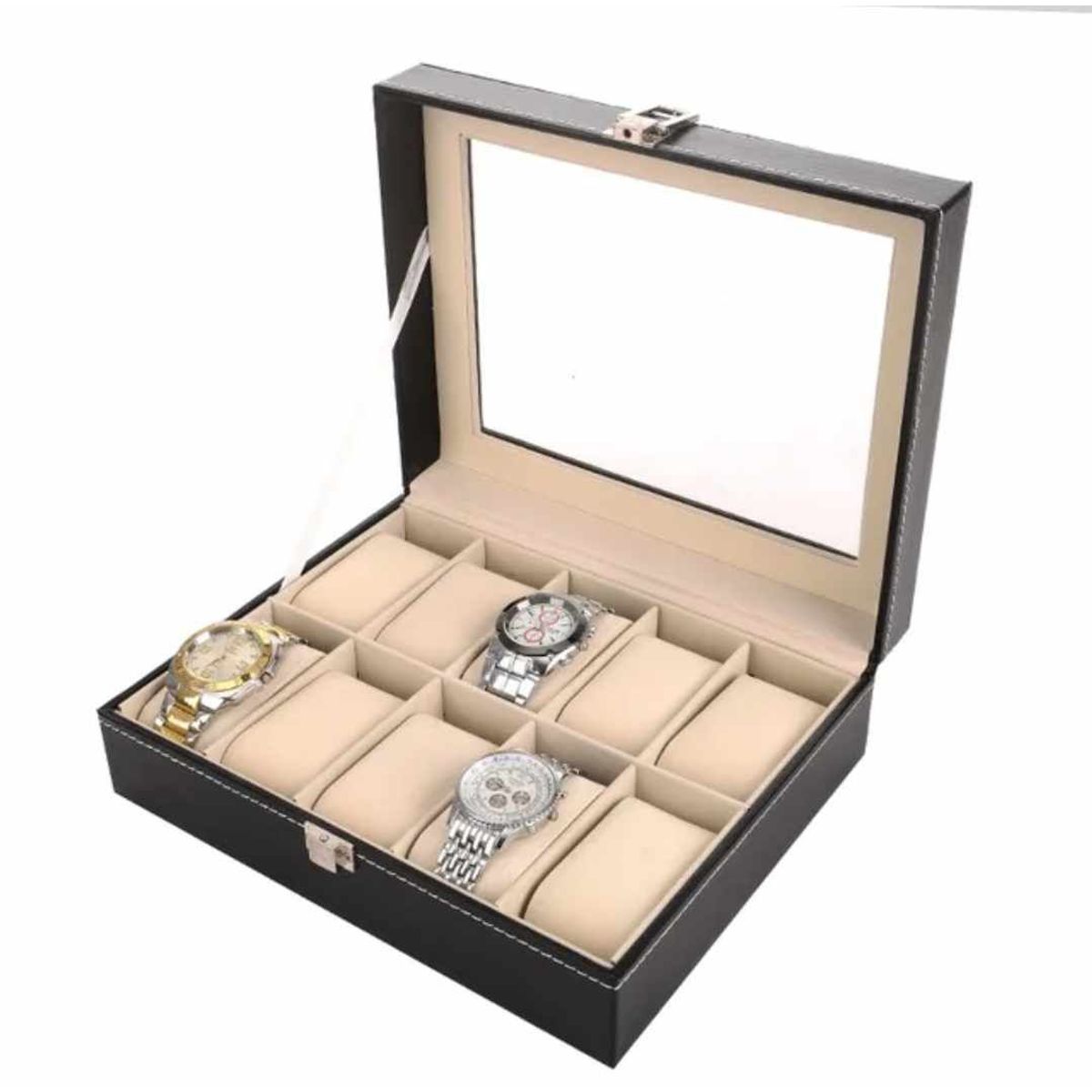 GENERICO - Caja de Relojes X10 Unidades Organizador de Reloj Joyero de Cuero