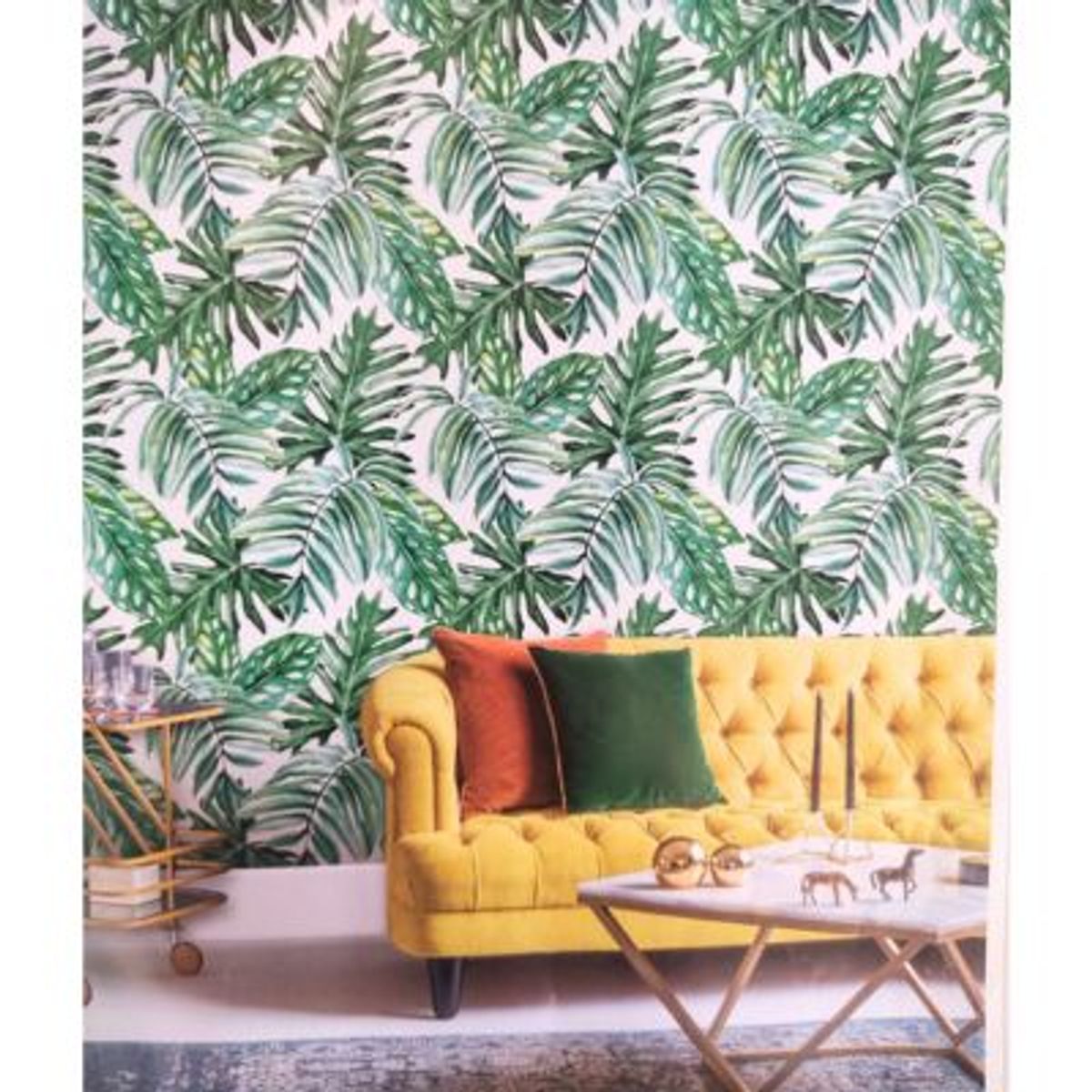 GENERICO - PAPEL TAPIZ HOJAS TROPICALES 0.53 X 10 M PARA PARED COD D-14