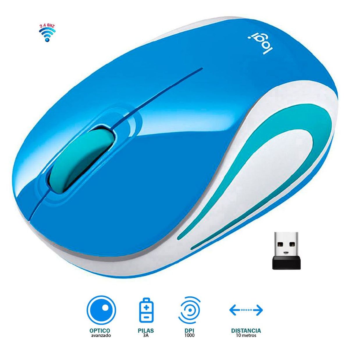 LOGITECH - Mouse Logitech M187 Mini Blue