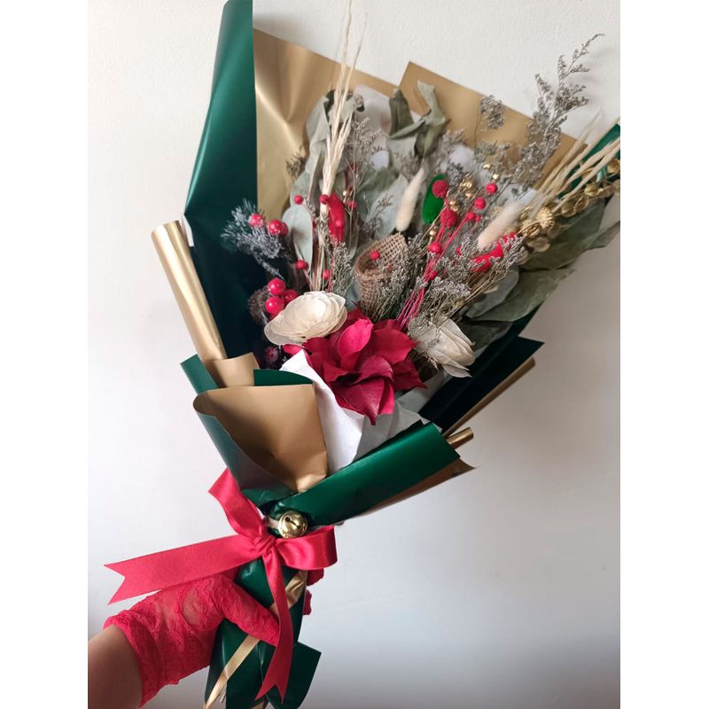 GENERICO - Ramo Navideño de Flores Secas - Verde Florecer