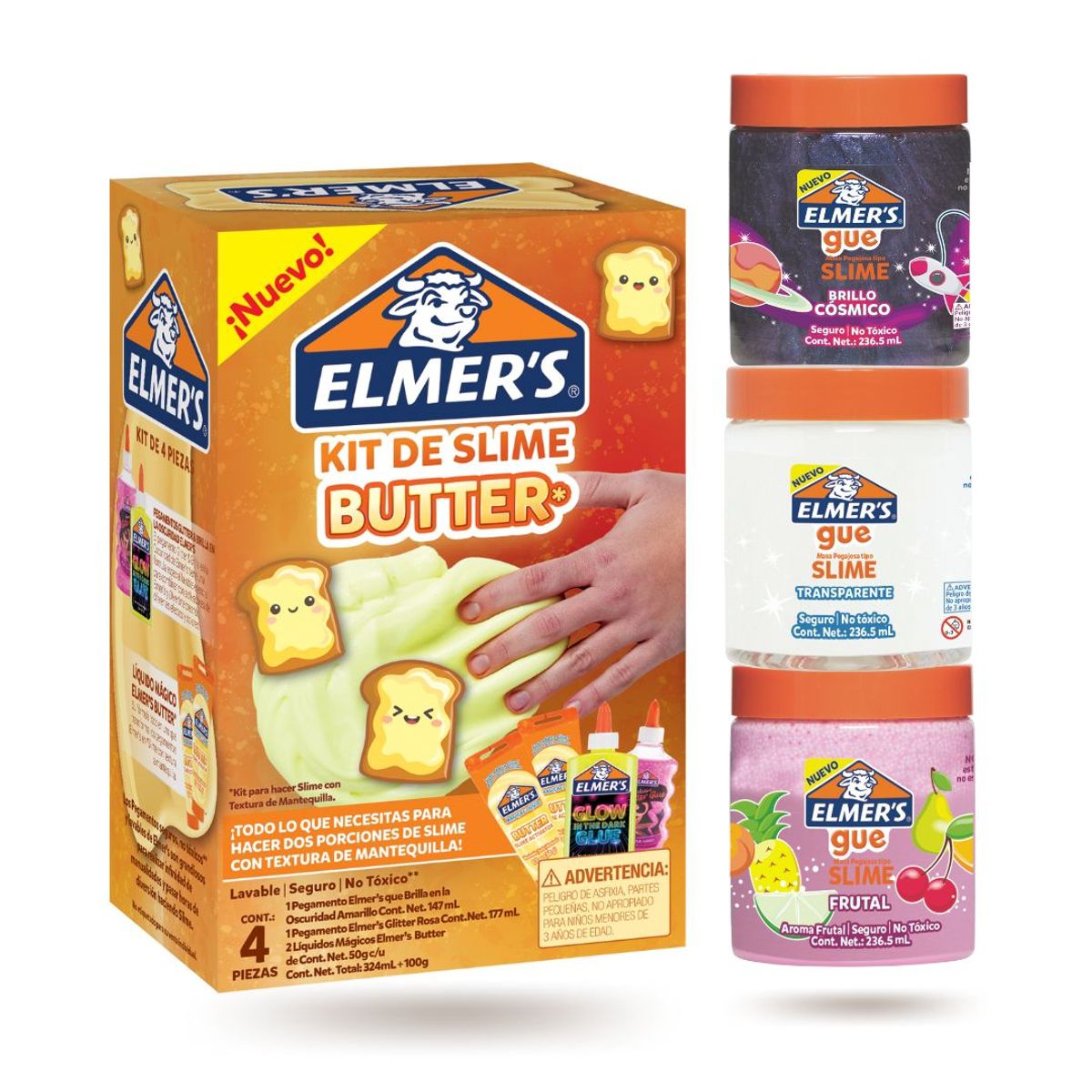 ELMERS - Kit Para Hacer Slime Butter 4 Piezas + 3 Slime Gue