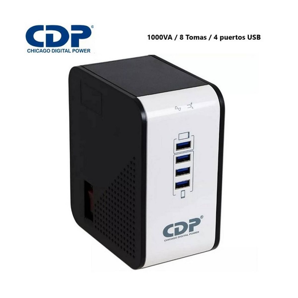 CDP - ESTABILIZADOR CDP R2CU-AVR1008I 1000VA/500W 8 SALIDAS 4 PUERTOS USB